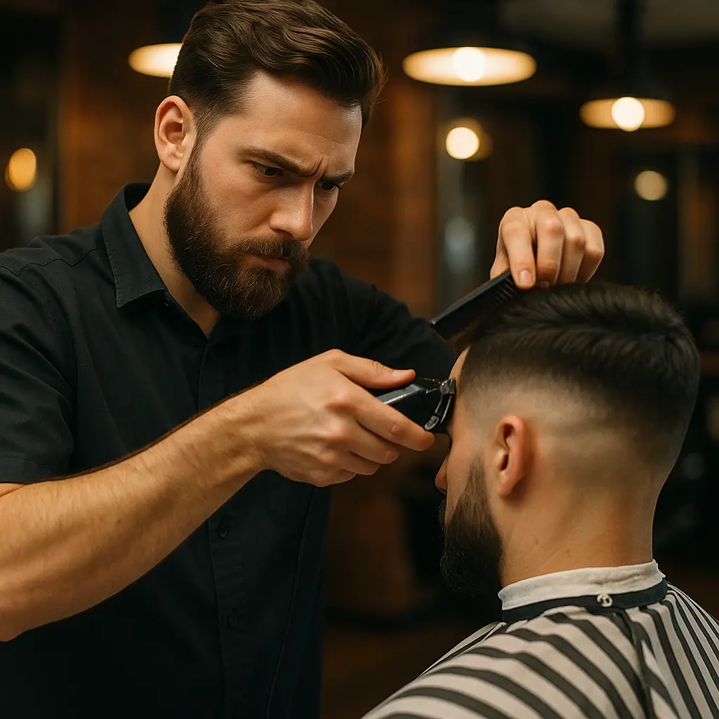 Professional barber at work